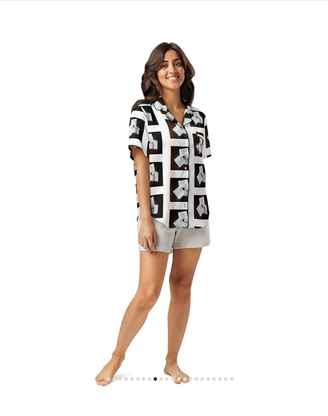 all-over print women’s short sleeve pajama top